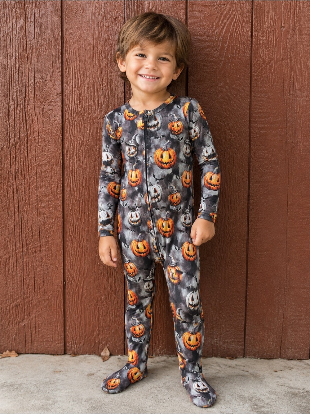 Bums & Roses “Fright Club” Bamboo Footie Romper | Size 3T Halloween